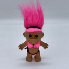 PINK BIKINI TROLL DOLL - 5" Russ Troll Doll - Hot Pink Hair - EUC L12