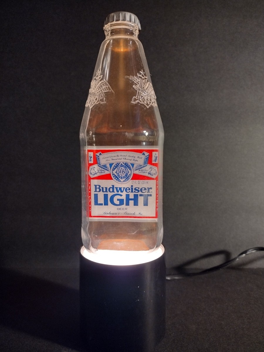 Budweiser Light Beer 3D Lighted Bottle - Back Bar Light 1982