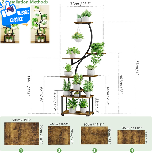 157cm 8-Tier Indoor Plant Stand with Grow Lights S-Shaped Display Shelf - Picture 7 of 12