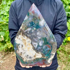 8.84LB Natural Ocean Jasper Tear Drop Tower Crystal Quartz Stone Point Healing R