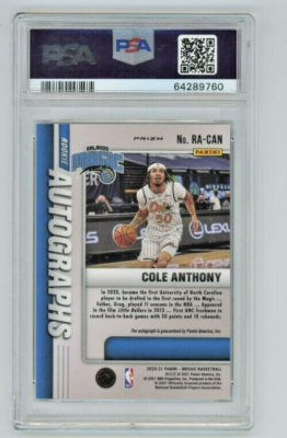 Cole Anthony PSA10 RC auto 50シリ超貴重 Cole Anthony AUTO PSA 10 ROOKIE Red Yellow Prizm 2020-21 Panini