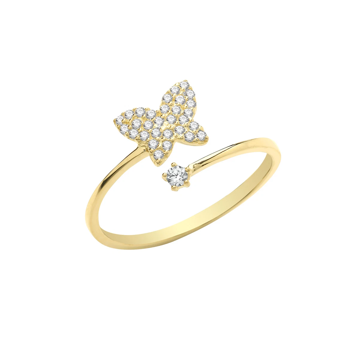 Stylish 9ct Carat Yellow Gold Ladies Wrapped Ring with Cubic Zirconia CZ