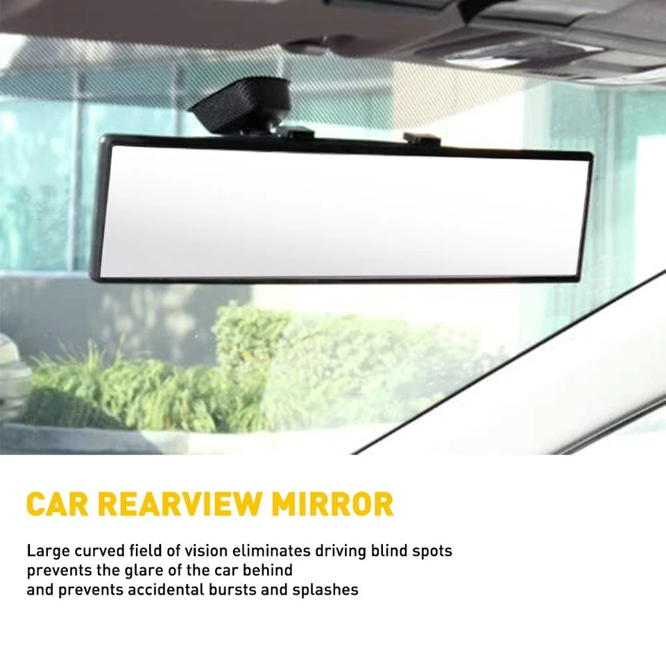 Espejo retrovisor interior transparente convexo universal 300 mm con clip para auto coche EOA Foto 2 de 4
