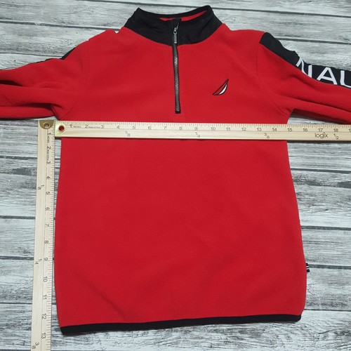 Nautica Size 7 Boys Fleece Sweater Quarter Zip Kids Red - Picture 2 of 6