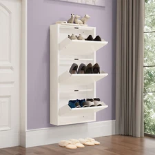 TAUS Metal 3 Flip Shoe Cabinet Shoe Storage Magnetic Drawers Wall Mounted