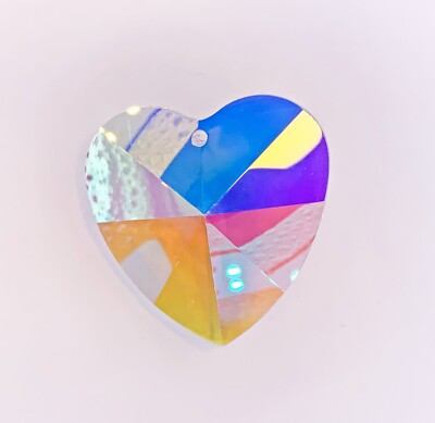 Asfour Crystal Heartshape Clear Ab Suncatchers 40x40mm #870 Chandelier Prisms