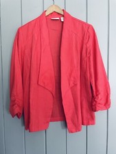 Chico's Drape Front Linen Open Jacket Blazer 1 Medium M Unstructured Coral Pink