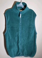 LL BEAN Fleece Vest Youth Size M 10-12 Full Zip Green Free Shipping