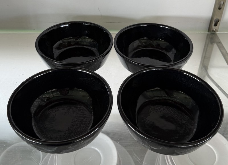 Frankoma Set Of 4 6X Bowls Black Onyx.  New. Excellent Condition.