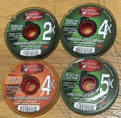 SCIENTIFIC ANGLERS TROUT FLY FISHING TIPPET ASSORTMENT 2X 4X 5X FOUR DIFFERENT 
