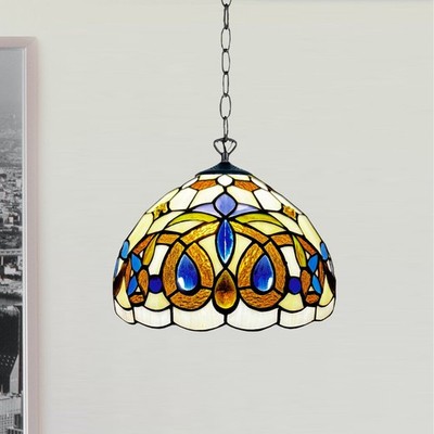 Tiffany Hängelampe Diamant Stil Mehrfarbig Buntglas Schirm 10 Zoll
