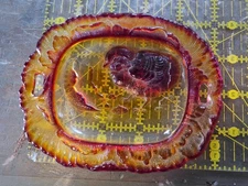 Vintage Westmoreland Red Slag Glass Mini Chick Pin Tray