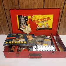 vintage erector set metal box incomplete Booklet 50s 60s parts