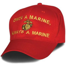 MARINE CORPS ONCE A MARINE ALWAYS A MARINE RED EMBROIDERED HAT CAP