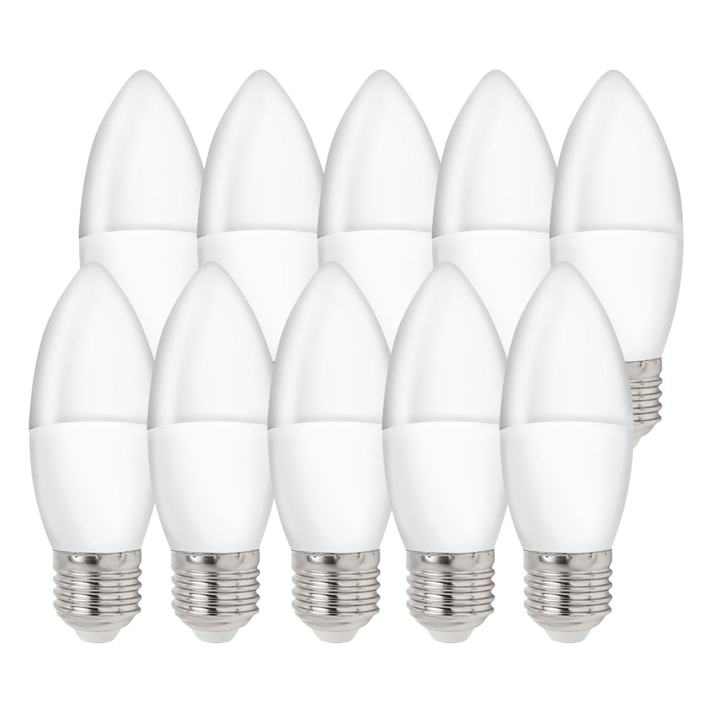10x LED Candle Bulb 6W E27 Matt 560lm Daylight 6000K Cool White