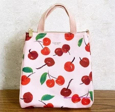 Kate Spade New York Insulated/Reusable Lunch Tote Bag, Pink Red Cherries, NWOT
