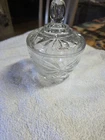 Anchor Hocking Star Of David Sugar Bowl With Lid Clear Pressed Glass 5.25 İnches