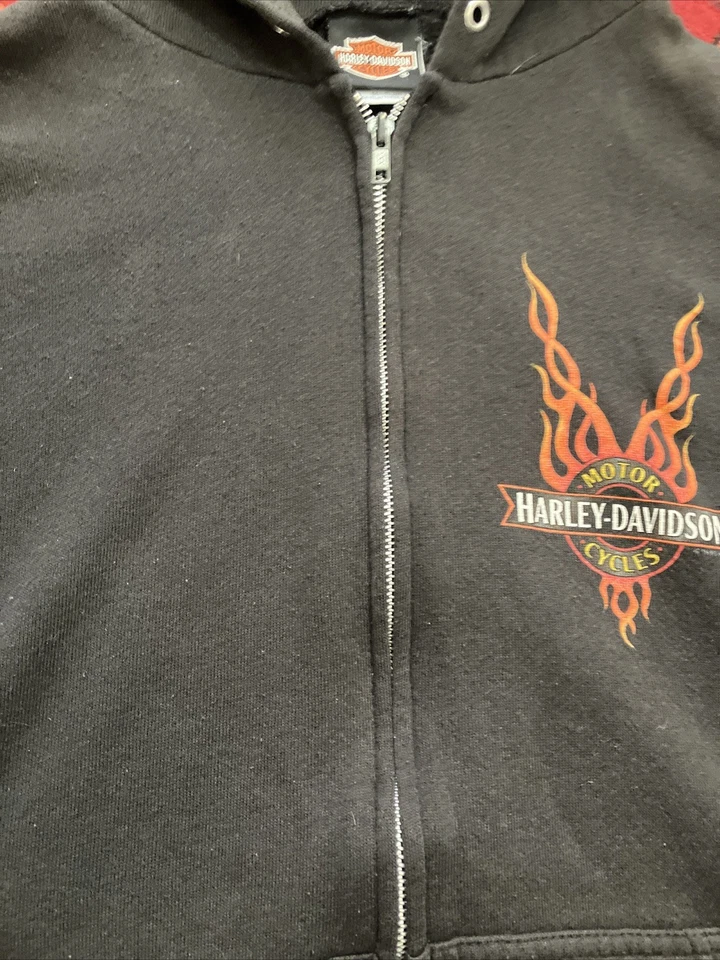 Vintage Harley Davidson Flame Hoodie Medium Distressed  - Image 3 of 4