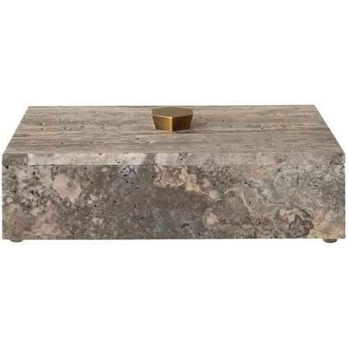 Uttermost 18153 Griseus 9.5 inch Travertine and Bronze Box - Picture 4 of 7