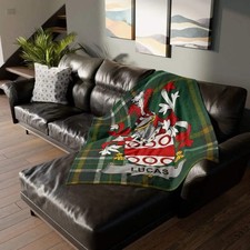 Lucas Coat Of Arms Irish Tartan Heritage Blanket