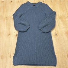 Ann Taylor Sweater Dress Womens PL Blue Ribbed Knit Long Sleeve Crew Neck