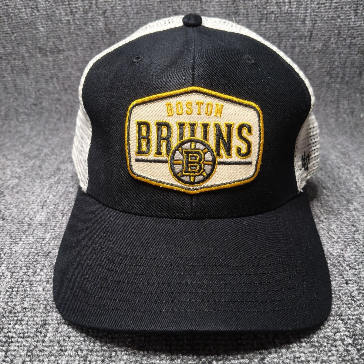 '47 Brand Boston Bruins NHL Trucker Hat Black White Snapback Cap OS