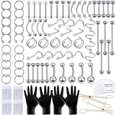 131PCS Piercing Kit for all Body Piercings Stainless Steel Jewelry...
