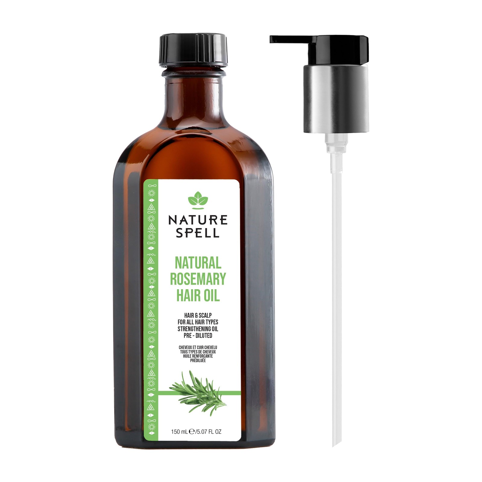 Huile de romarin pour croissance cheveux flacon pré-dilué 100ml avec pompe
