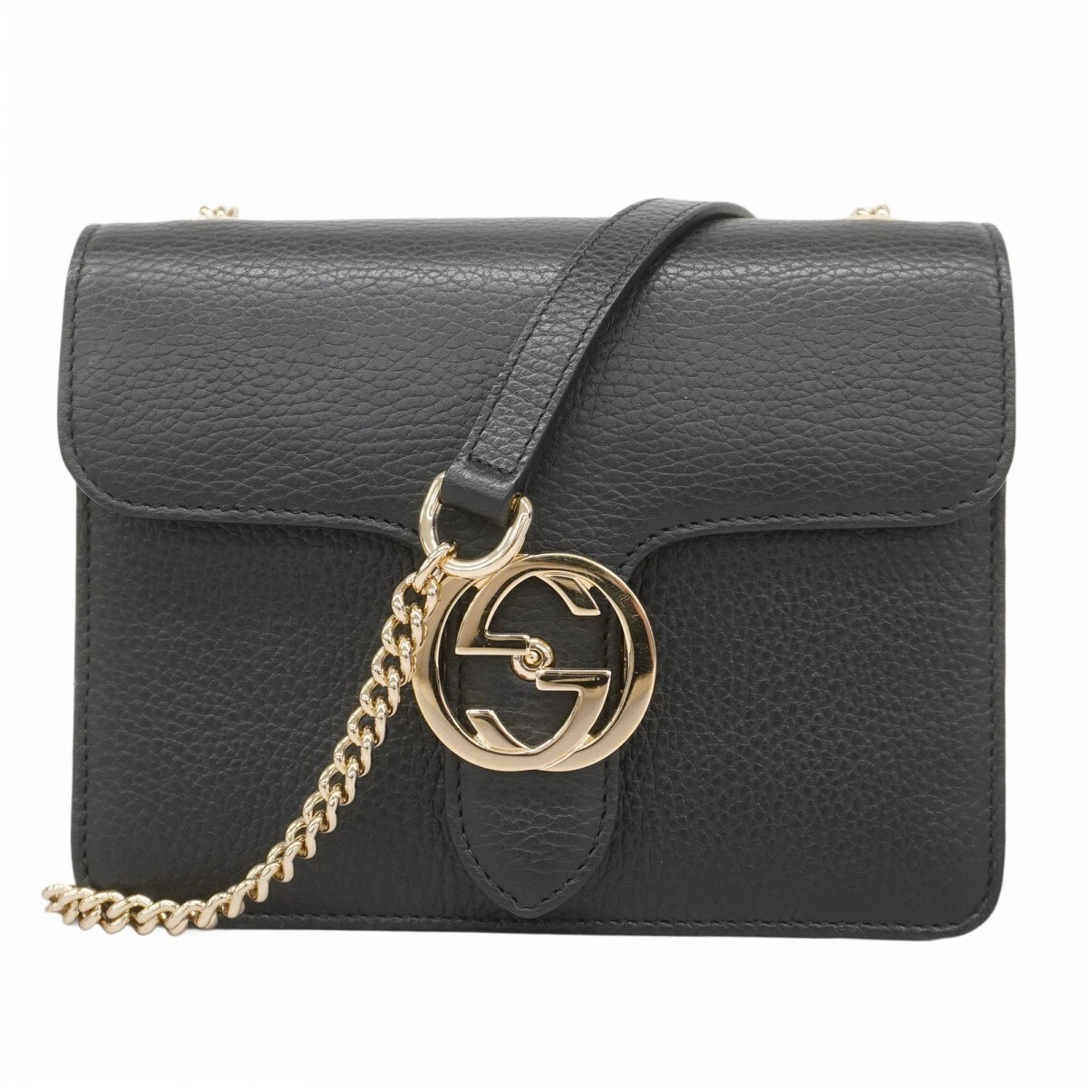 Sac bandoulière GUCCI à emboîtement G 510204 cuir noir or quincaillerie 187599