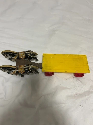 Original Vintage Louis Marx Tin Toy Horse Drawn Wagon