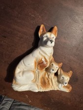 Vintage Made In Japan Porcelain German Shepherd & 2 Pups Dog Figurine