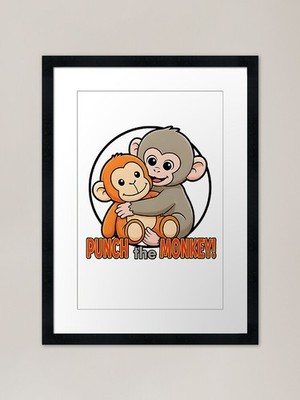 Punch the Monkey Cartoon Design Fra gerahmtes Wandbild Poster Leinwanddruck Bild