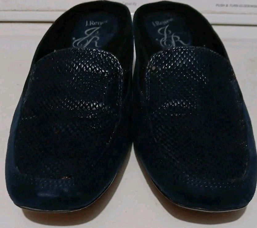 J Renee Slip on Mule Loafers Shoes Woman Size 9 Navy Blue Office Casual READ - Image 4 of 4