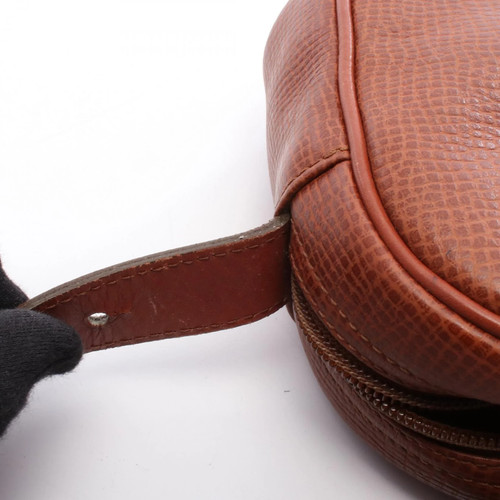 Christian Dior CD Logo Shoulder Bag Leather Brown