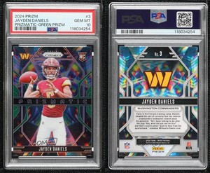 2024 Panini Prizm Prizmatic Green Jayden Daniels #3 PSA 10 GEM MT Rookie RC
