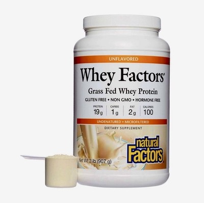 Natural Factors Whey Factors Grass Fed Whey Protein Powder Unflavored 2 lb 9/28