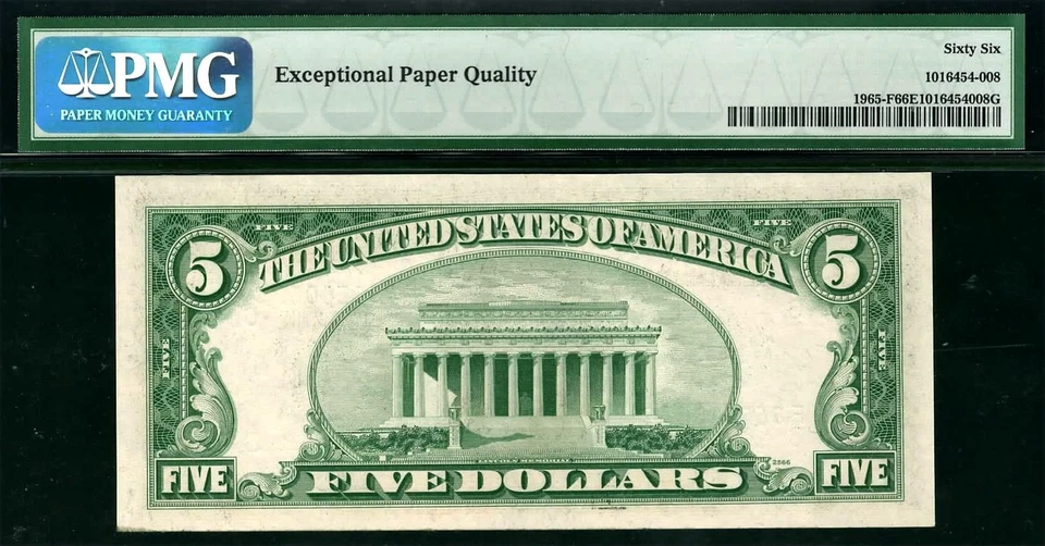 1950d $5 Atlanta Federal Reserve Note FRN • 1965-F • PMG 66 EPQ - Image 2 of 2