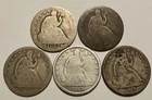 Old US Coin Lot (5) Liberty Seated Halves - 1843, 1853-O, 1853, 1858-O, 1877-S