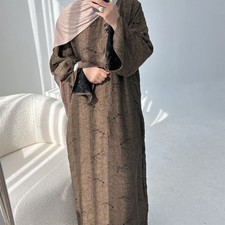 Muslim Women Open Kimono Cardigan Kaftan Dubai Abaya Robe Ramadan Maxi Dress Eid