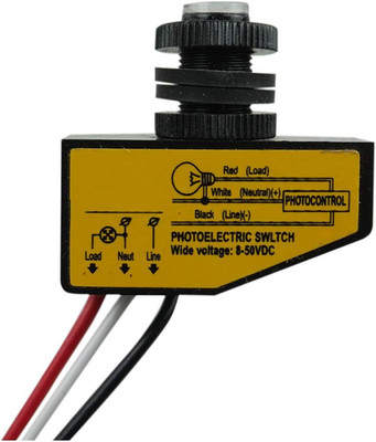 DC 12V 24V 36V 48V Outdoor Sensor Photoelectric Switch, 3.5A Dusk to Dawn Photoc