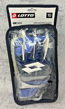Lotto GK300 Goalkeeper Gloves Size 10 Blue/Black 5mm Latex Palm Soccer NEW