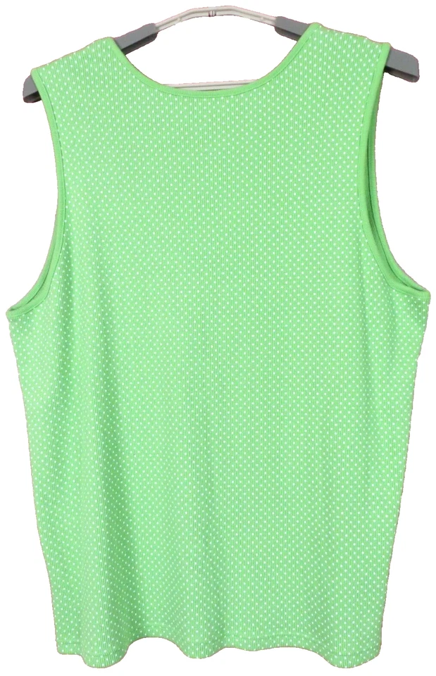 TB11772 CORAL BAY Mujer Algodón Camiseta sin Mangas Lunares Verde Blanco 3X Foto 2 de 4