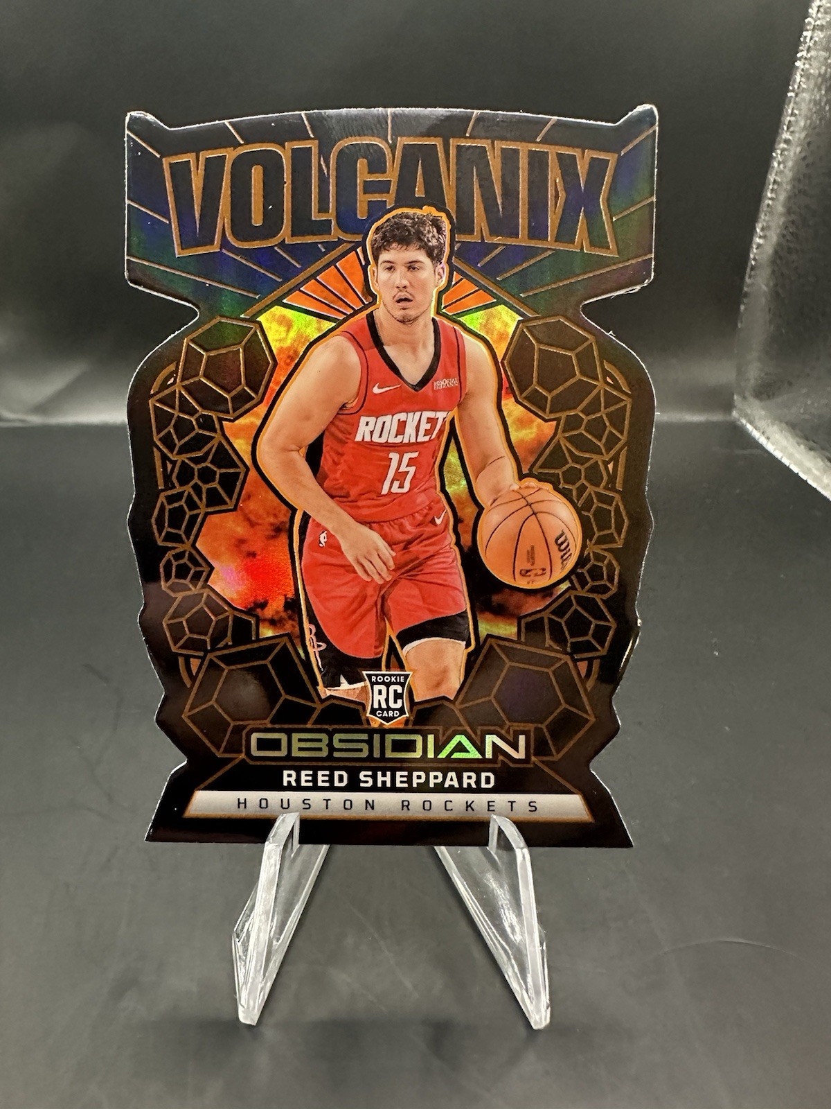 2024-25 Panini Obsidian Reed Sheppard #22 Volcanix Die Cut CASE HIT SSP ROCKETS