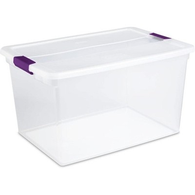 6-Pack Plastic Storage Bin w/ Latch Lid ClearView Stackable Containers 66 Qt