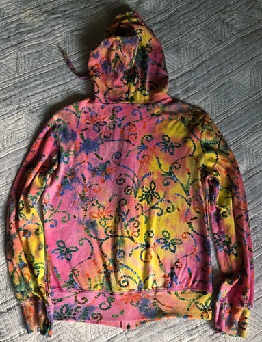 Phoot Tie Dye Zip Hoodie Colorful Festival Boho Lightweight Jacket M - Picture 5 of 5