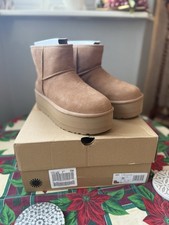 UGG Classic Mini Platform Boot Chestnut Brown Suede UK 7 EU 40 New