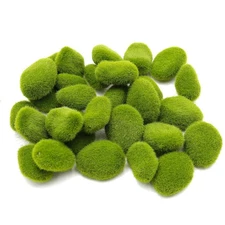 30 Pieces Artificial Moss Stones, Fake Moss Decor, Decorative Stones Covered ...