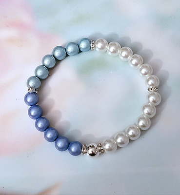 Sylvie's Perlen Magic Beads Strass  Armband weiß grün blau silber 19 cm / 1096