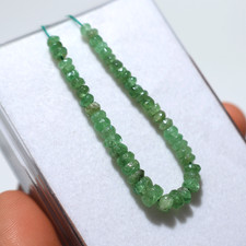 47 PC Natural Tsavorite Rare Gemstone 3mm-6mm Rondelle Faceted Cut Beads Strand
