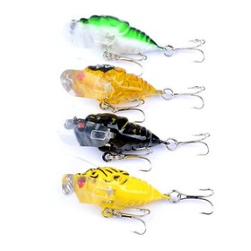 4pcs Painted Plastic Insects Pattern Baits Fishing Lures Painted Series Bionic